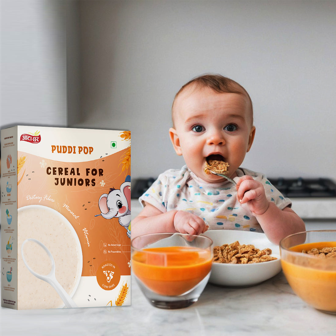 Puddi Pop - Nutritious Cereal for Juniors | Roasted in Cow Ghee | No Added Sugar